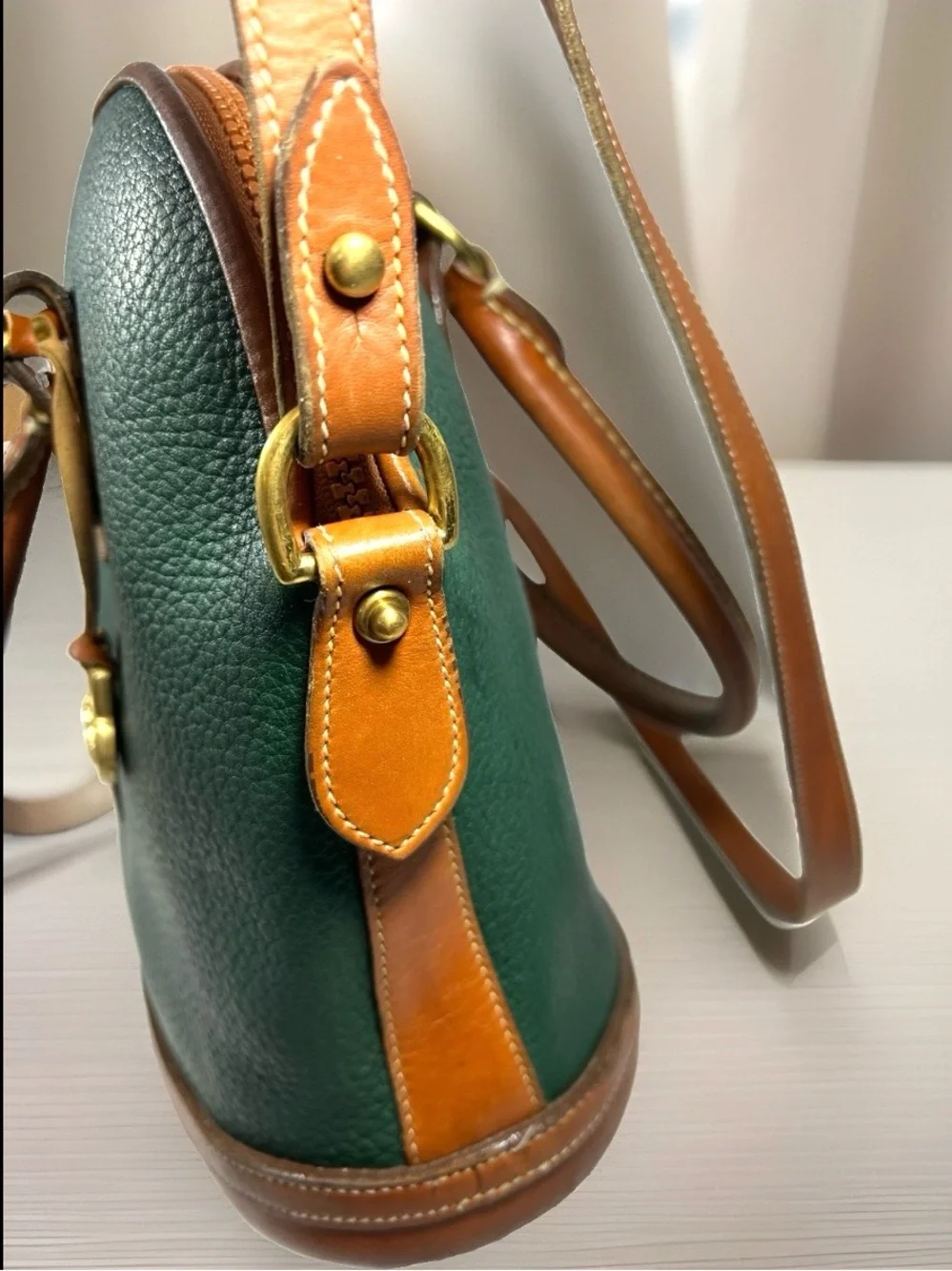 🦆 DOONEY & BOURKE NORFOLK FIR GREEN BRITISH TAN PEBBLE AWL SATCHEL VINTAGE